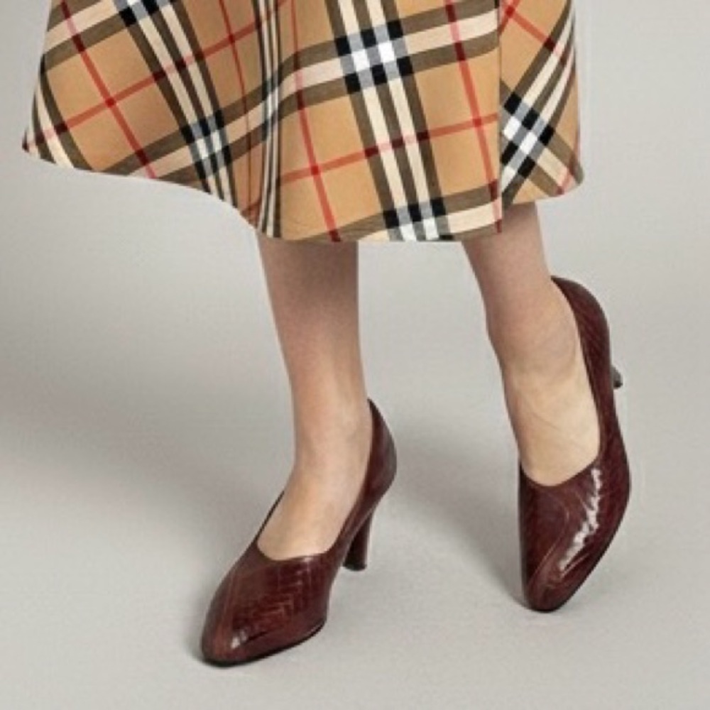 Vintage 80s Wine Red Almond Toe Leather Heels - 7.5 - 8